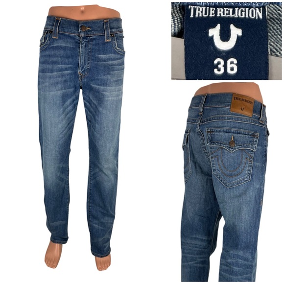 True Religion Men 36 X 34 Jeans Ricky Straight W Flap SE Relaxed Denim Pants EUC - Picture 1 of 12